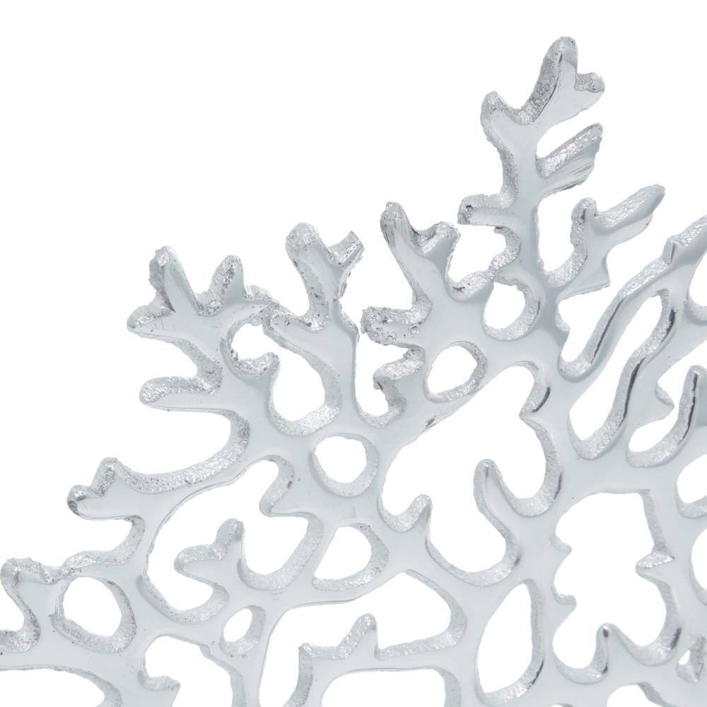 Elegant Silver Coral Sculpture on Marble Base 12"x15"