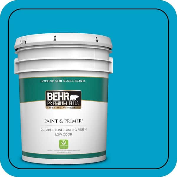 BEHR PREMIUM PLUS 5 gal. #P490-5 Yucatan Semi-Gloss Enamel Low Odor Interior Paint & Primer
