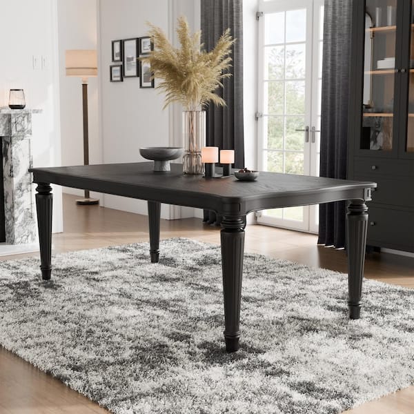 Furniture of America Seabliss Glam Black Wood 84 in. 4 Legs Dining Table Seats 6