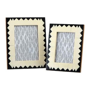 4 x 6 and 5 x 7 Bold Black and Cream Picture Frame (Set of 2)