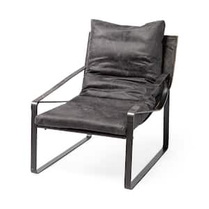 Hornet II Black Leather Body Metal Frame Accent Chair