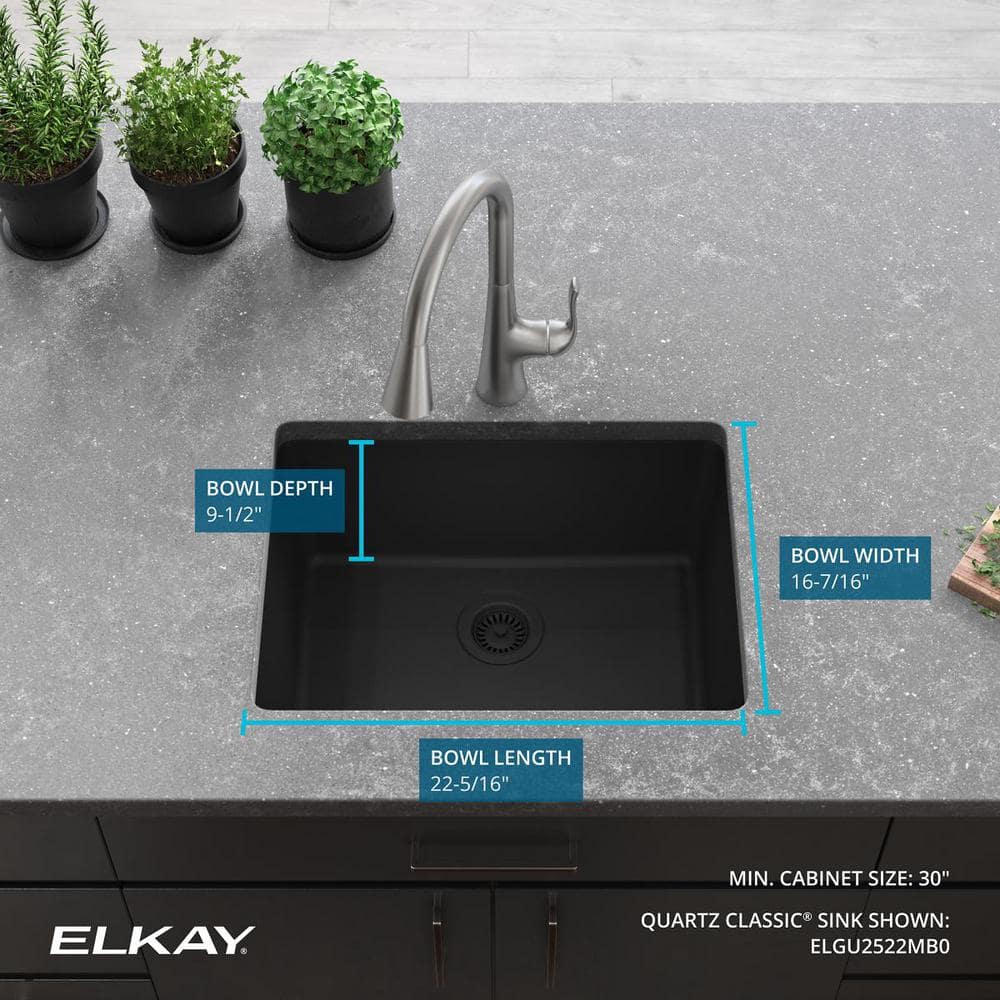 Matte Black Quartz Single Bowl Undermount Kitchen Sink