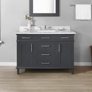Sonoma 48 in. Single Sink Freestanding Dark Charcoal Bath Vanity with Carrara Marble Top (Assembled)