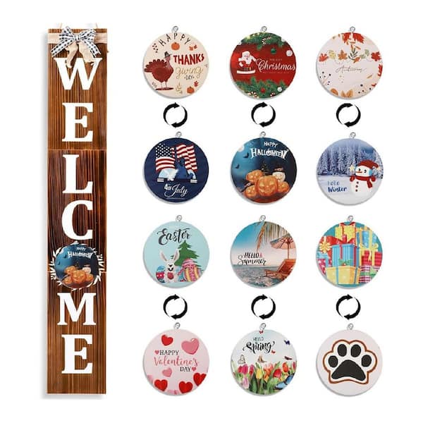Wooden Standing and Hanging Welcome Porch Wall Sign