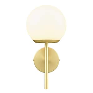 Anna 5 in. 1-Light Brushed Brass/White Wall Sconce
