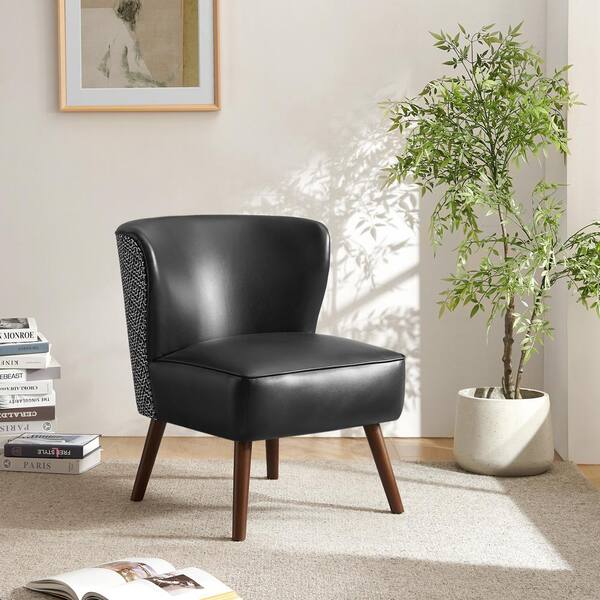 JAYDEN CREATION Timon Mid century Modern Wingback Variety Fabric Pattern Side Chair with Solid Wood Legs Black CHM1080 BLK
