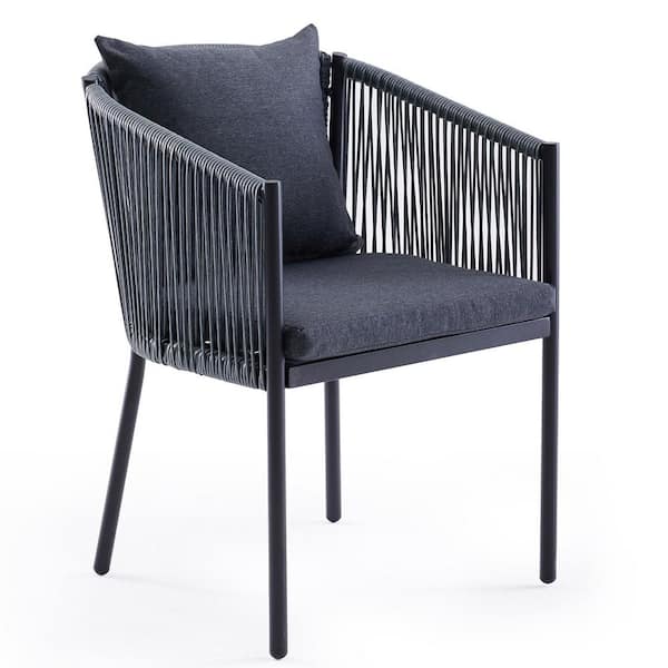 Morden Outdoor Patio Dining Chairs Set of 2 with Armrest for Backyard, Poolside, Indoor Balcony and Porch