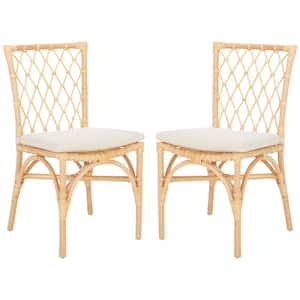 Austri White/Natural 18.11 in. Rattan Dining Chair Set of 2