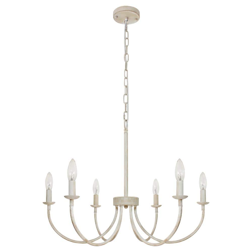 Farmhouse 6-Light Off-White Candle Style Pendant Light for Dining Room price history on PriceWatchPro