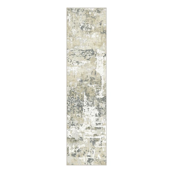 Polaris Beige 2 ft. x 8 ft. Washable Modern Abstract Runner Rug