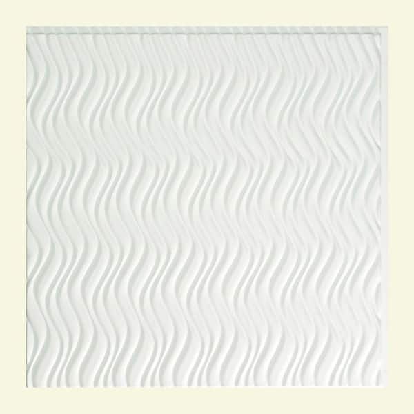 Fasade Current Vertical - 2 ft. x 2 ft. Vinyl Glue-Up Ceiling Tile in Gloss White