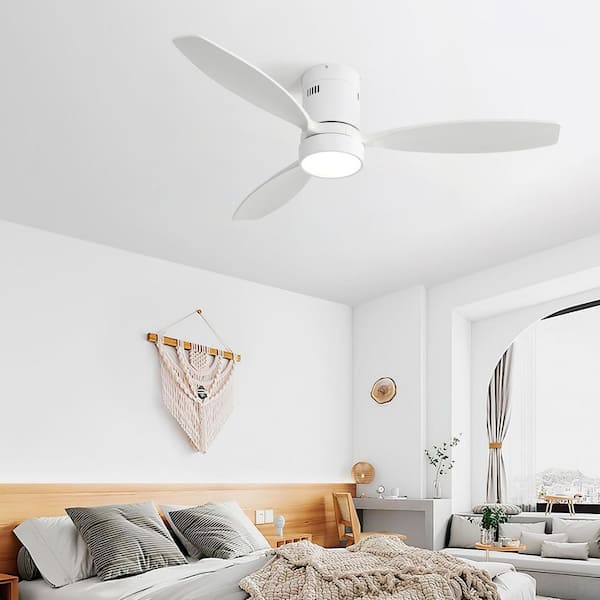 Avex 52 in. Smart Indoor Matte White Standard Ceiling Fan with Remote Control and Dimmable LED Light