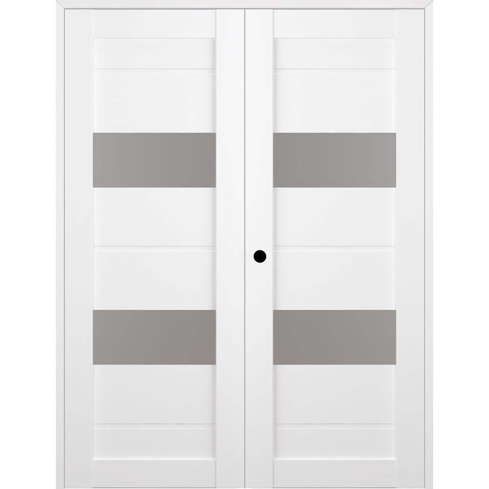 Vita 72 in. x 83.25 in. Right Hand Active 2-Lite Frosted Glass Bianco Noble Wood Composite Double Prehung French Door price history on PriceWatchPro