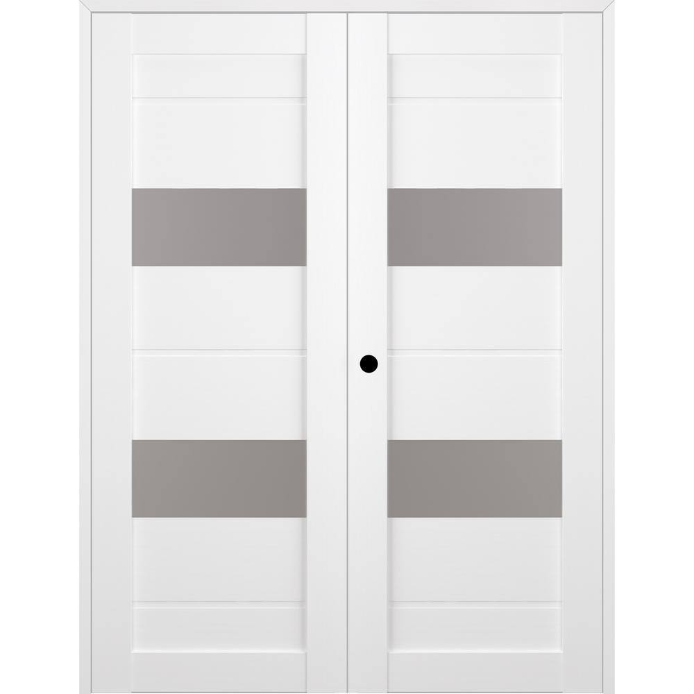 Vita 64 in. x 95.25 in. Right Hand Active 2-Lite Frosted Glass Bianco Noble Wood Composite Double Prehung French Door price history on PriceWatchPro