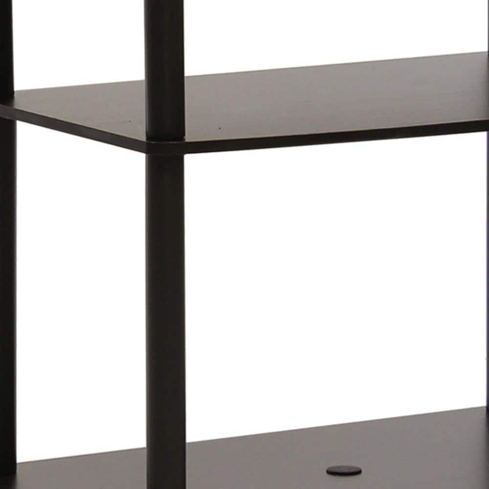 Dark Brown and Black 3-Tier PVC Composite TV Stand