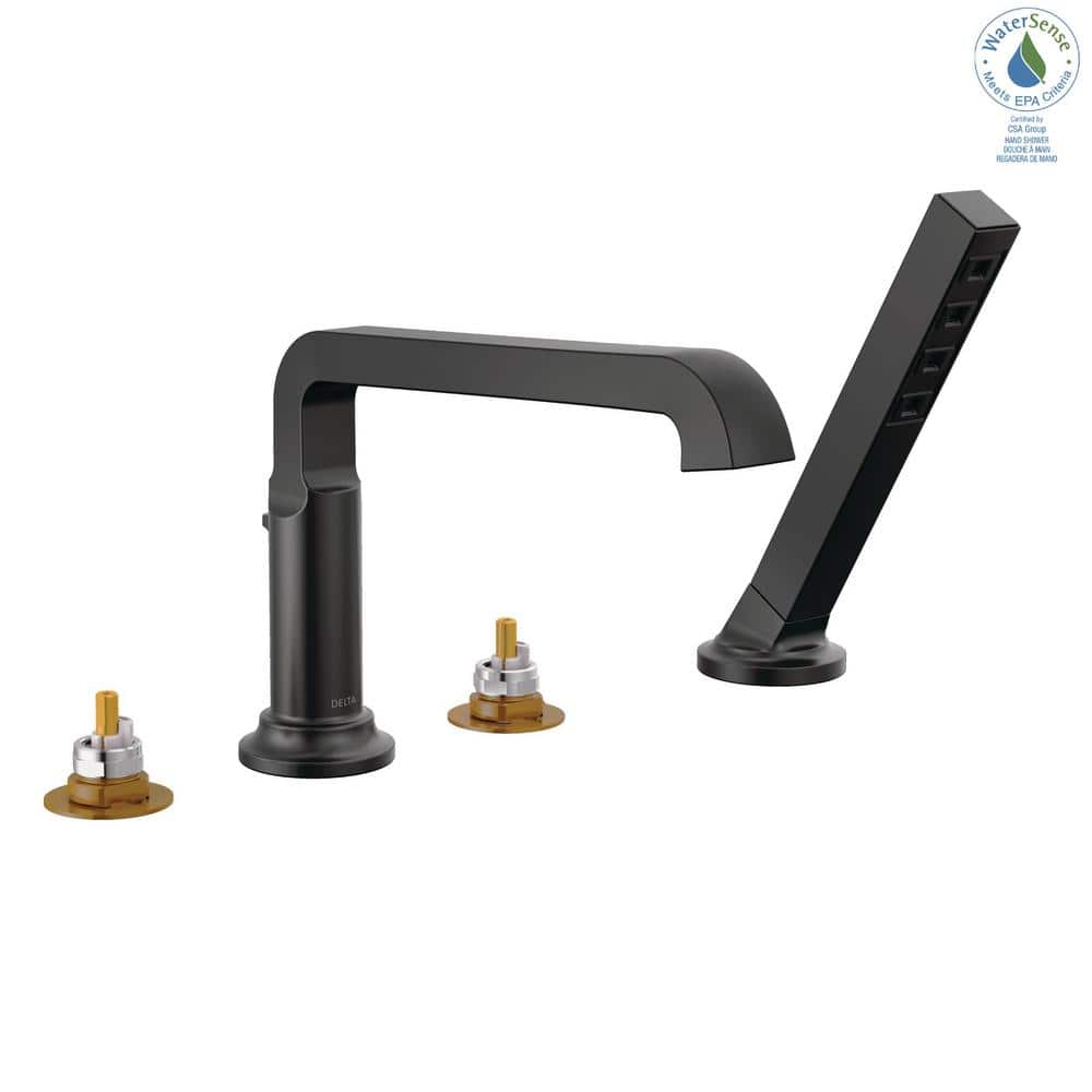 Matte Black Modern Roman Tub Faucet with Hand Shower