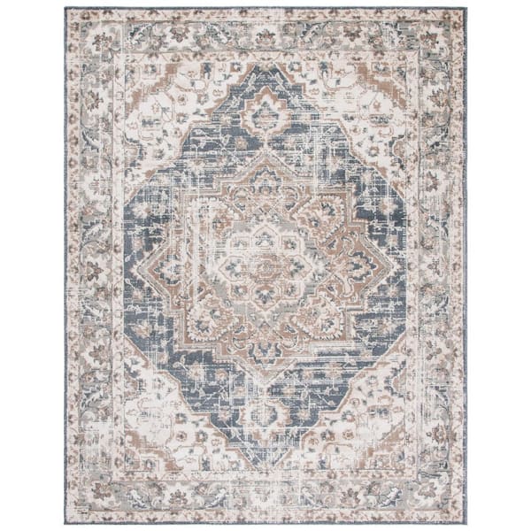 Pyramid 9 ft. x 12 ft. Ivory/Beige Ornate Border Area Rug
