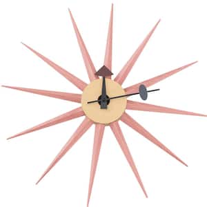 Maxi Pink Analog Wood Non-Ticking Wall Clock