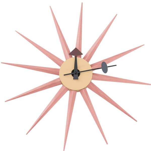 Leisuremod Maxi Pink Analog Wood Non-Ticking Wall Clock