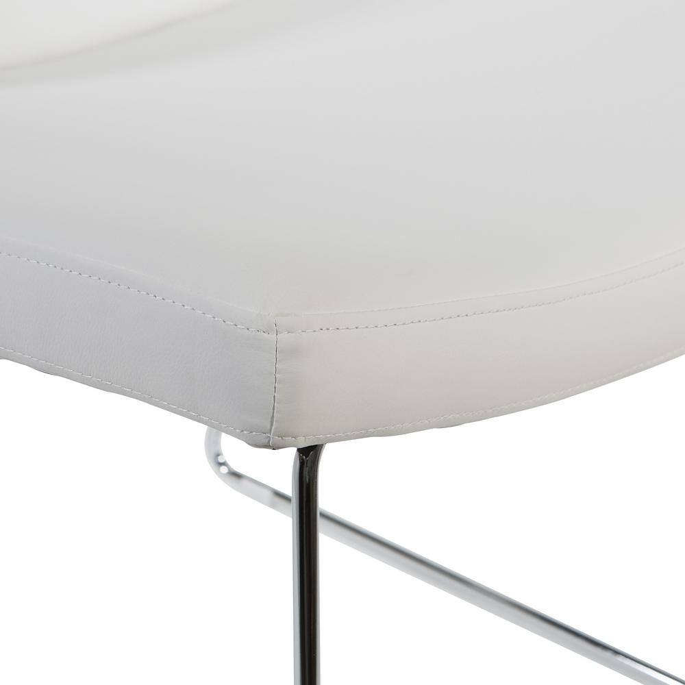 Modern Thompson White Faux Leather Armless Chair with Chrome Base