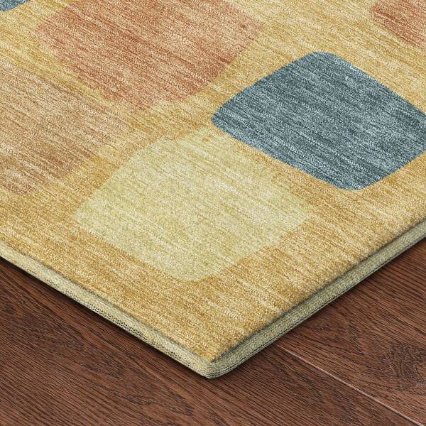 Mayfield Premium Machine Washable Abstract AMF2501 Gold 10 ft. x 14 ft. Area Rug
