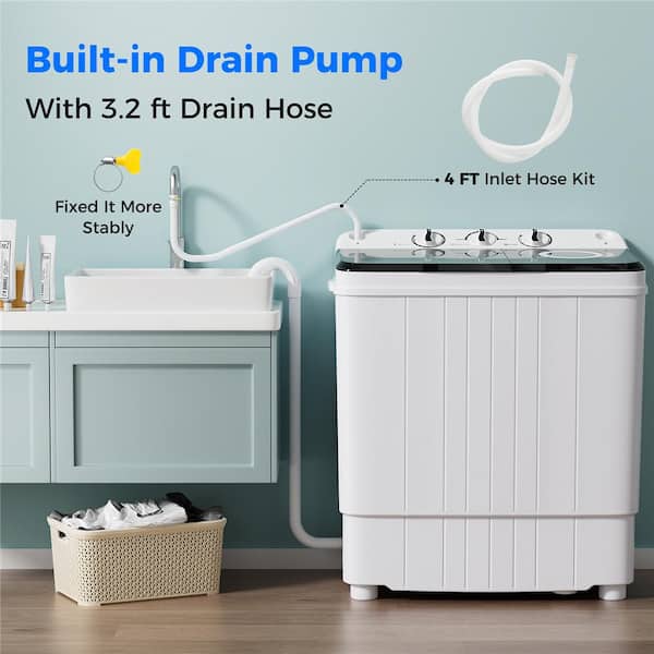 Costway 1.6 cu. ft. 17.6 lbs. Portable Top Load Washer Machine Mini Compact Washer Dryer in Gray HCST01197 The Home Depot