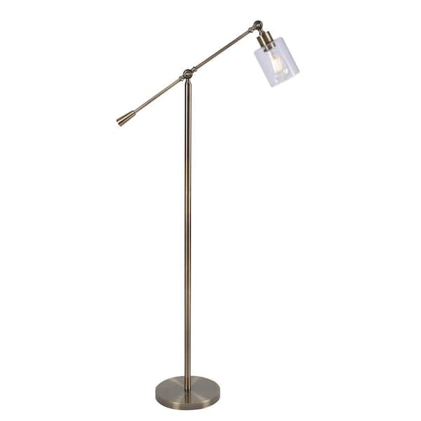Manor Brook William 57 in. Antique Brass Floor Lamp with Adjustable Arm and Shade