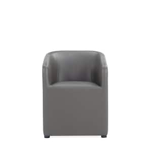 Anna Pewter Round Faux Leather Dining Armchair