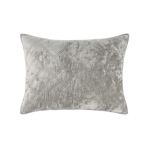 LEVTEX HOME Umbria Grey Diamond Quilting Polyester Velvet Standard Sham