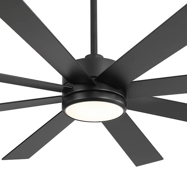 Charlotte 65 in. Indoor Black Modern Windmill Ceiling Fan with Color-Changing LED with Remote and Downrod Included