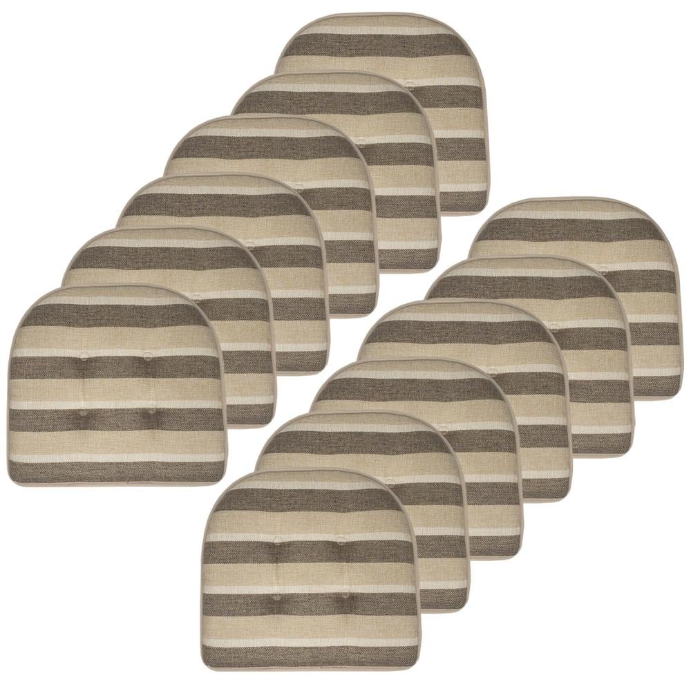 "Bradford Stripe U-Shape Memory Foam 17""x16"" Non-Slip Back, Chair Cushion (12-Pack) Beige/Brown by" price history on PriceWatchPro