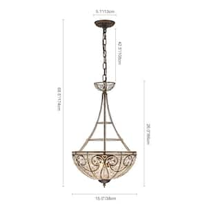 Iridescent 15 in. 4-Light Antique Bronze Chandelier with Crystal Shades for Dining Room