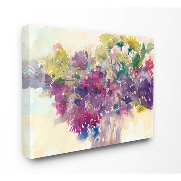 Stupell Industries 16 in. x 20 in. "Bursting Bright Purple Watercolor Bouquet" by Samuel Dixon Canvas Wall Art