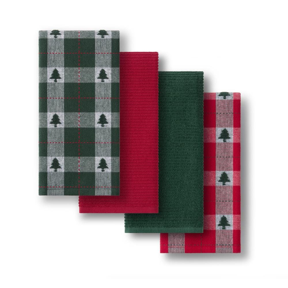 Dobby Window Threadmade Sherwood Tree Dobby Holiday Plaid Kitchen Towels, Set of 4 ...