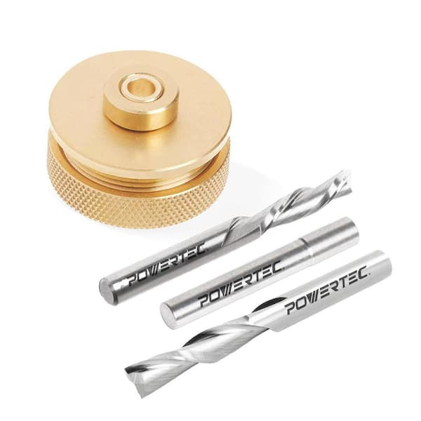 Solid Brass Inlay Set w/Router Bits 1/4 in. D 1/4 Shank, 2-1/2 Overall Length with 1 in. 3/4 in. Cutting Length-4-Pieces
