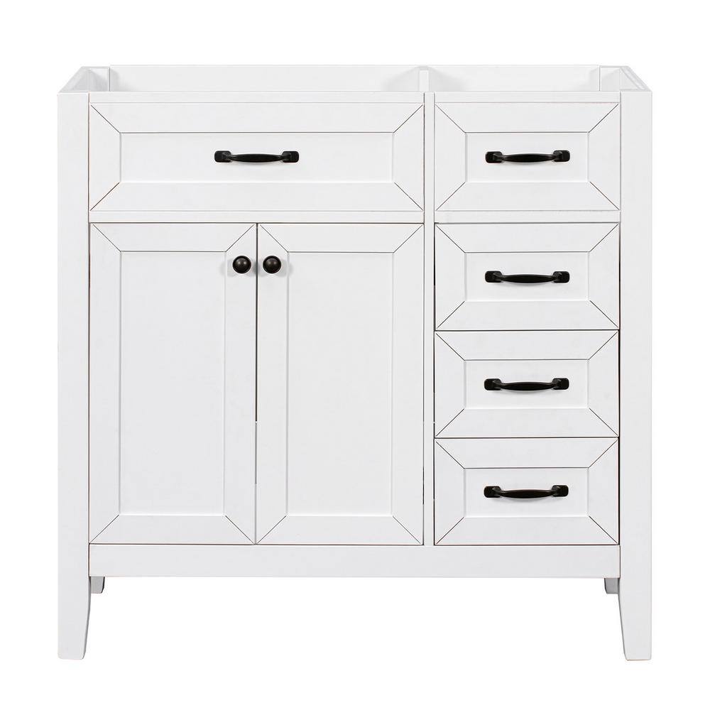 36 in. W x 17.7 in. D x 35 in. H Bath Vanity Cabinet without Top in White,B
