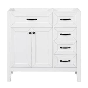 36 in. W x 17.7 in. D x 35 in. H Bath Vanity Cabinet without Top in White,Bathroom Storage w/-Drawers,Doors,Solid Frame