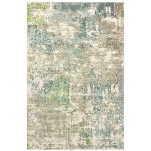 Formosa Blue/Green 8 ft. x 10 ft. Distressed Abstract Modern Hand-Loomed Viscose Indoor Area Rug