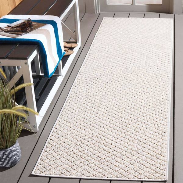 Global 2 ft. x 8 ft. Ivory/Beige Solid Diamond Runner Rug