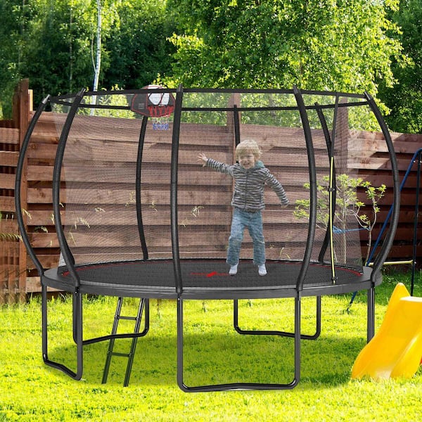 SUNRINX FLIPZA 12 ft. Trampoline with Basketball Hoop and