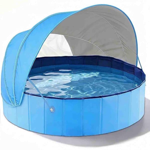 79 in. x 45 in. Foldable Kiddie Pool with Removable Canopy, Non-Slip Bottom and Portable Pop-Up Design