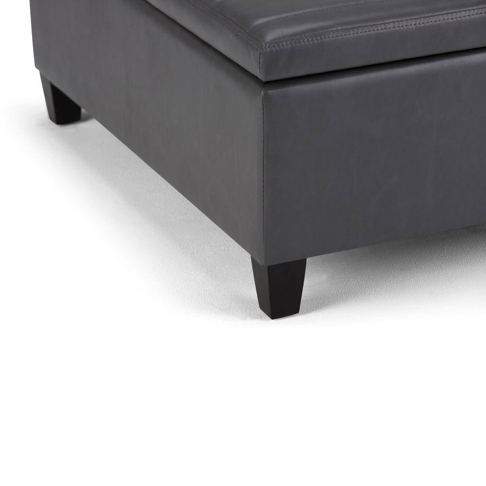 Contemporary Stone Gray 36" Square Storage Ottoman with Flip-up Top