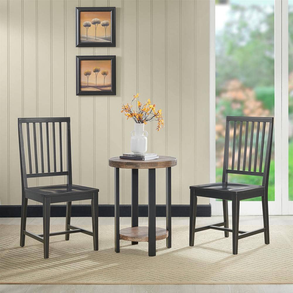 Vienna High-Back Black Rubberwood Slat Side Chairs, Set of 2