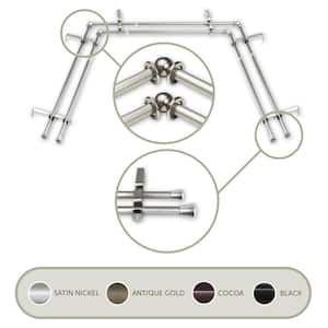 Bay Window 20 in. - 36 in., 38 in. - 72 in., 5/8 in. Dia Double Curtain Rod in Satin Nickel