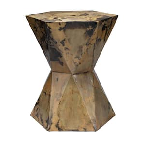 Modern 16.5 In Gold Hourglass Shape Iron Patina Finish Side End Table