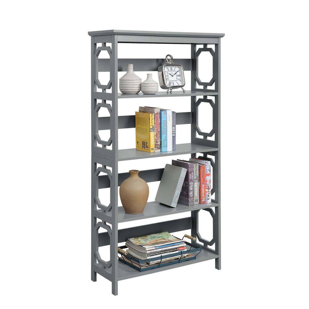Omega Collection 5-Tier Gray MDF Contemporary Bookcase