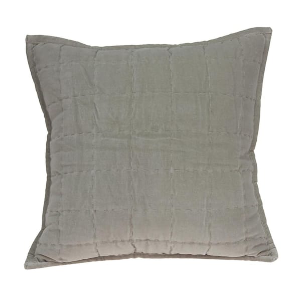 PARKLAND COLLECTION Kavi Grey Solid Quilted Throw Pillow