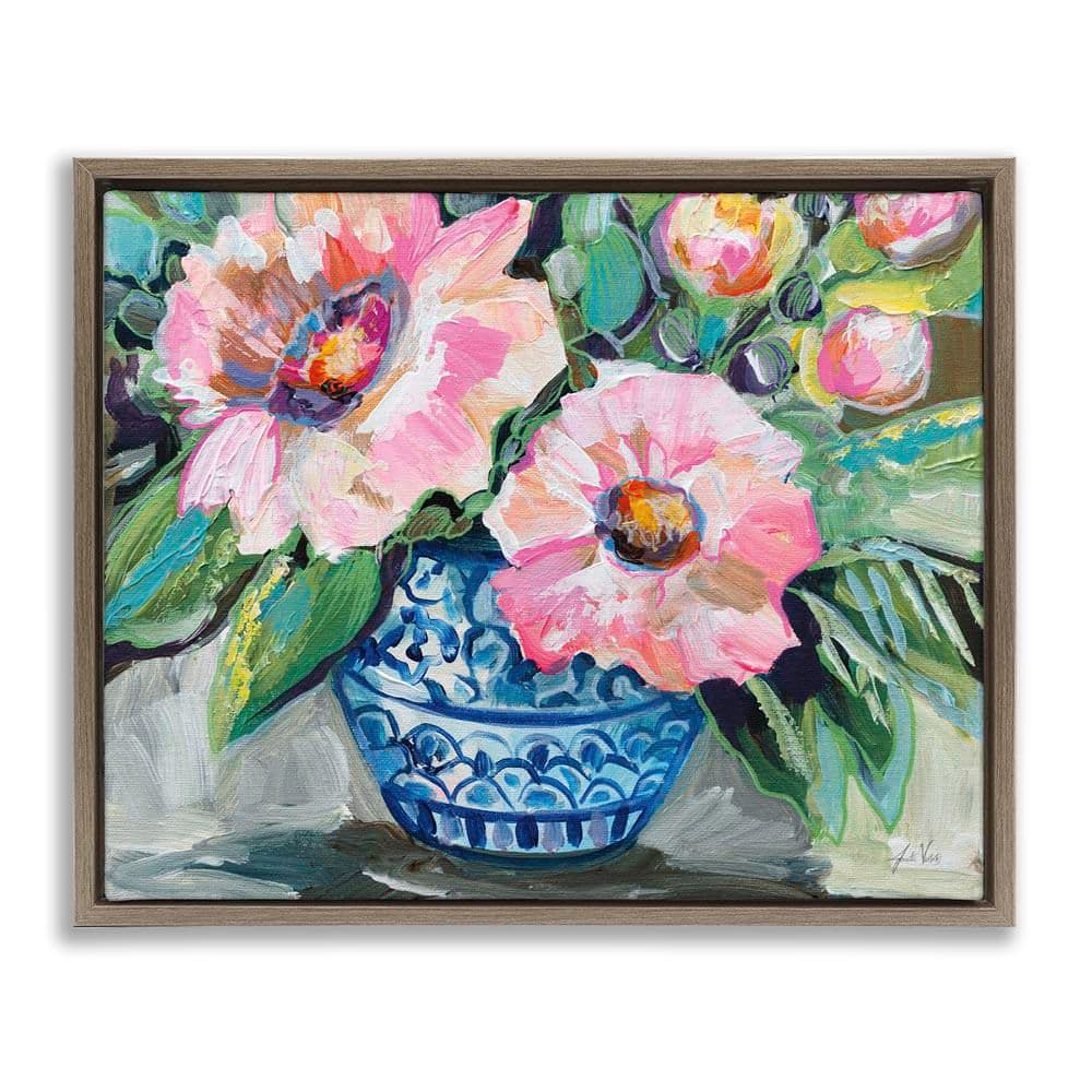 Pink Gerber Daisy Bouquet by Jeanette Vertentes Brown Floater Frame Nature Graphic Art Print 17 in. x 21 in. price history on PriceWatchPro