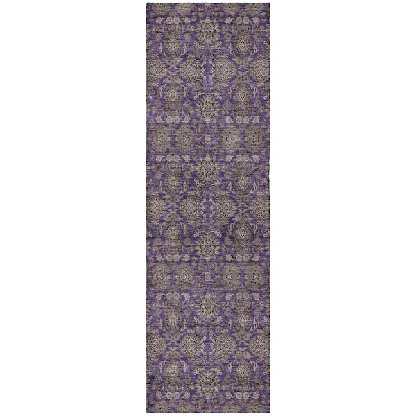 Dream Shag Premium Machine Washable Abstract ADS702 Purple 2 ft. x 7 ft. Runner Rug