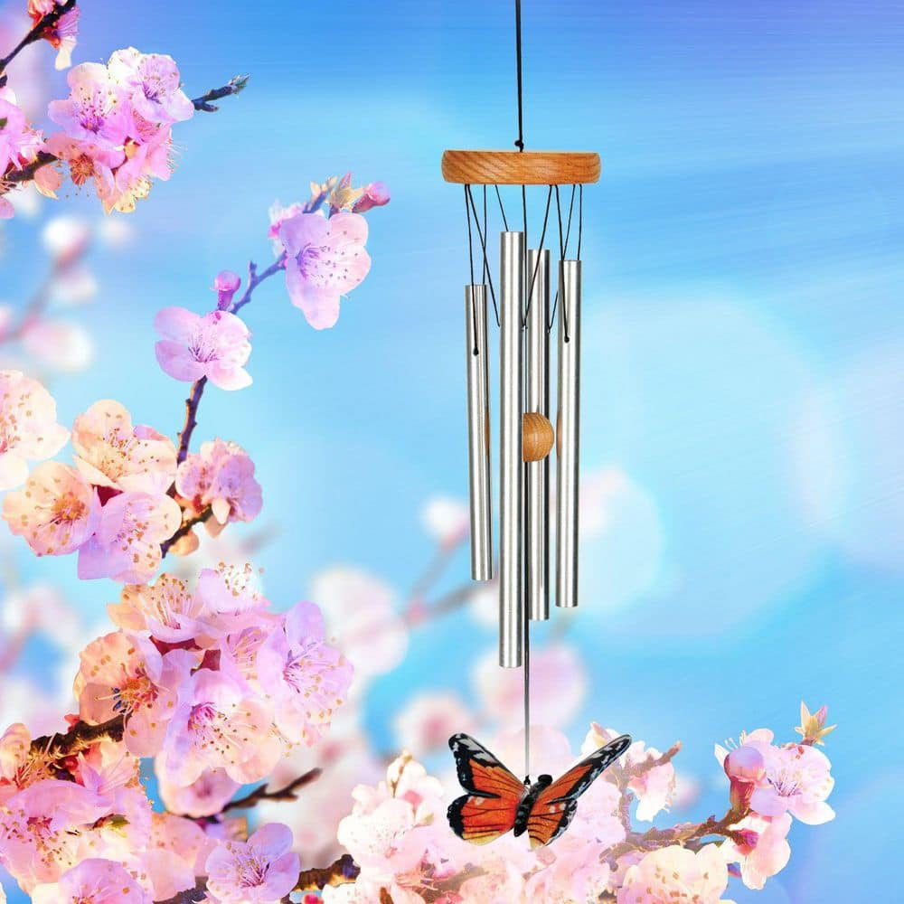 Monarch Butterfly Silver and Wood Wind Chime